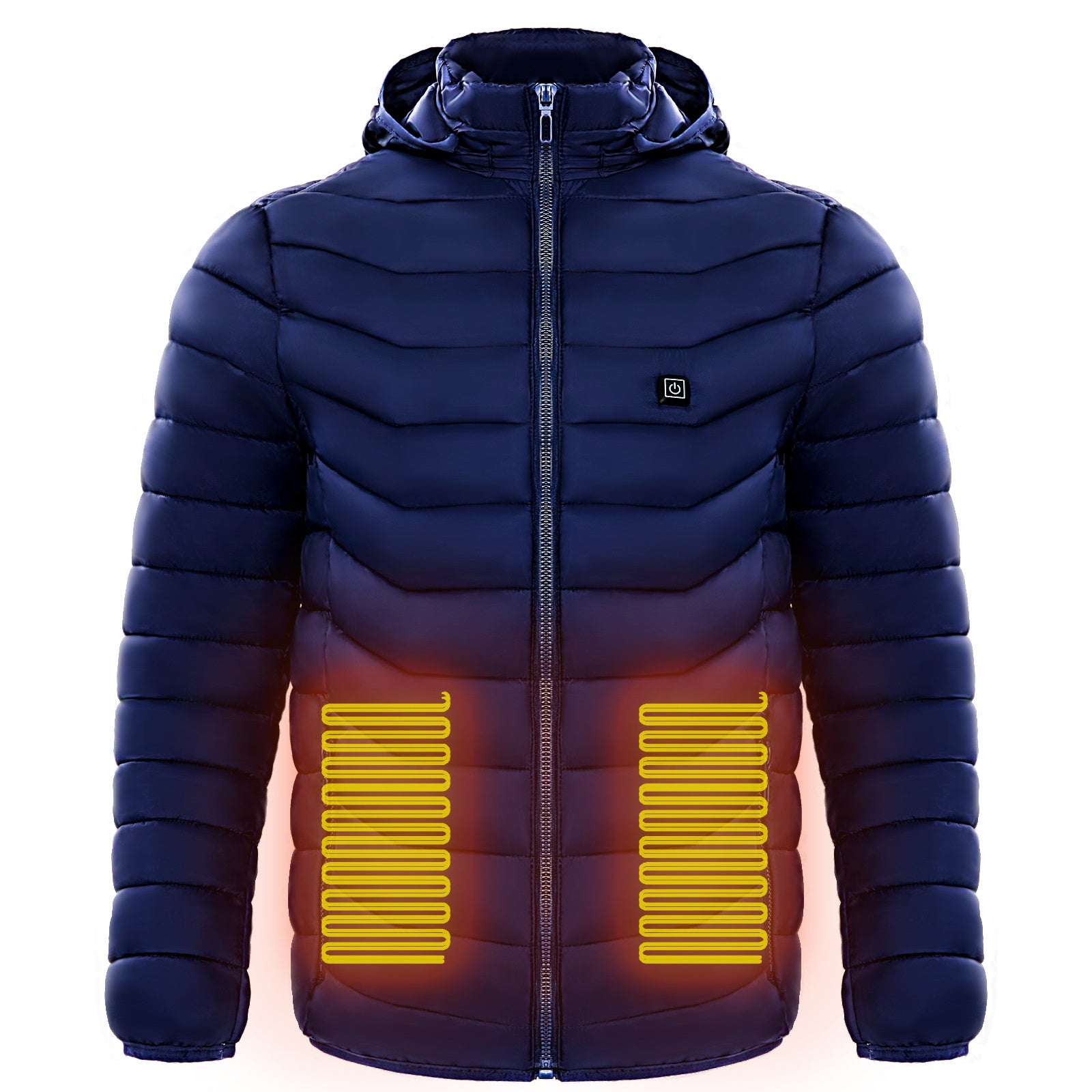 Men Heated Puffer Jacket Electric Heating Coat Insulated Hood Windbreaker